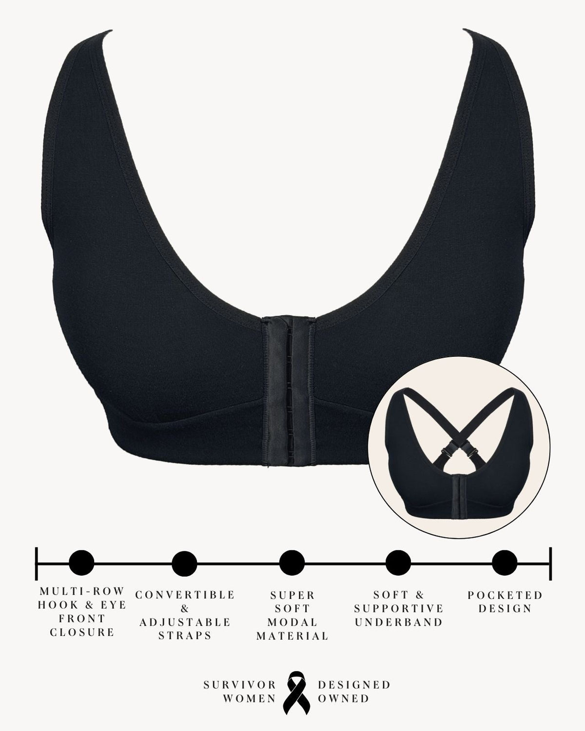 Rora Pocketed Front Closure Bra