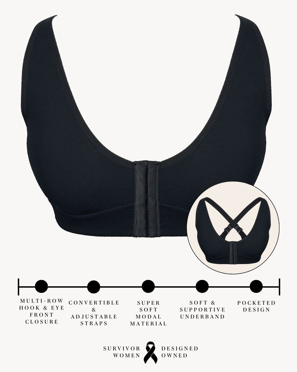 Rora Pocketed Front Closure Bra