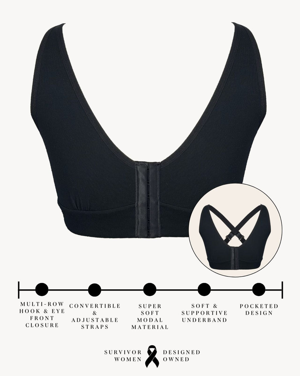 Rora Pocketed Front Closure Bra