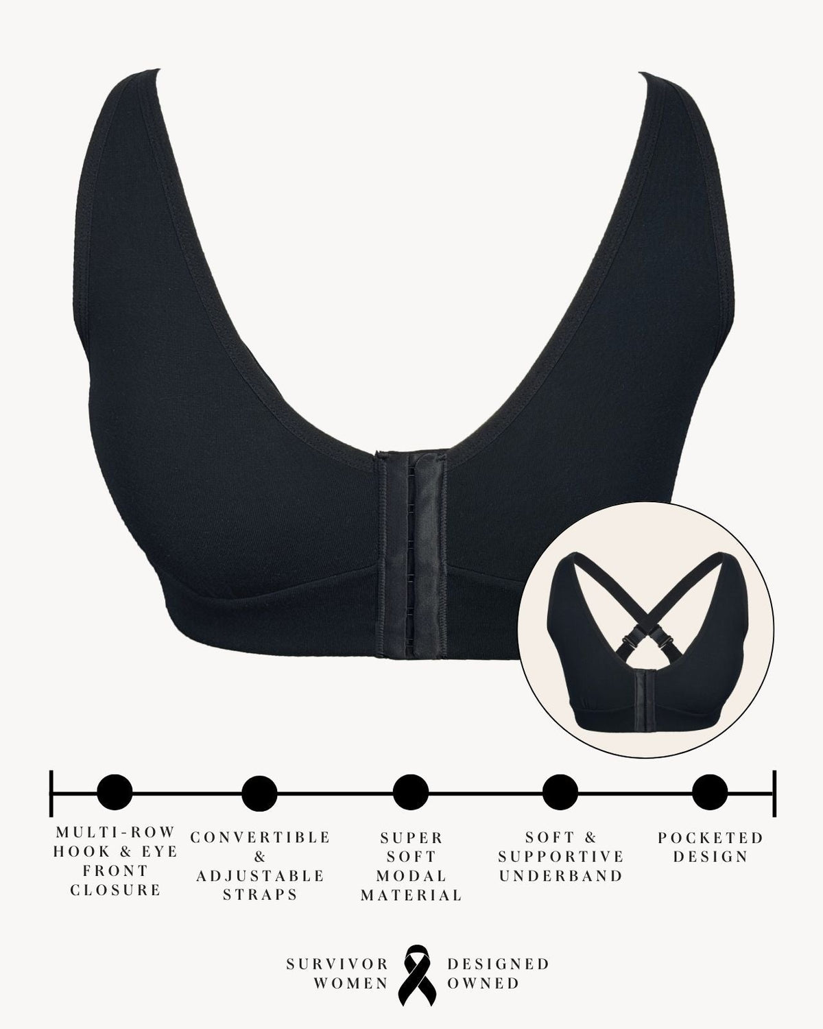 Rora Pocketed Front Closure Bra