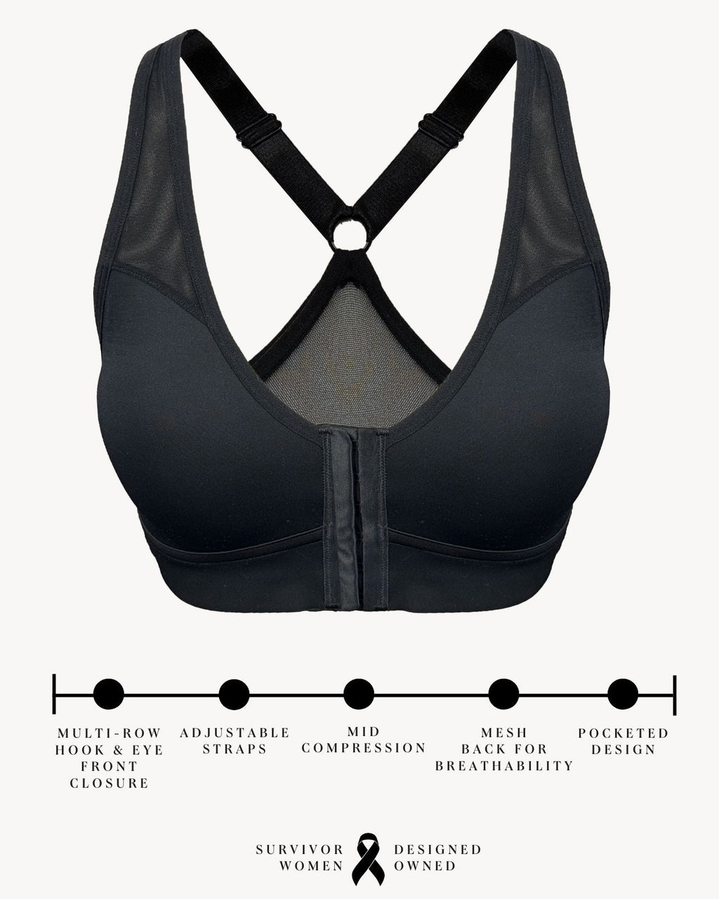 Bianca Pocketed Front Closure Sports Bra