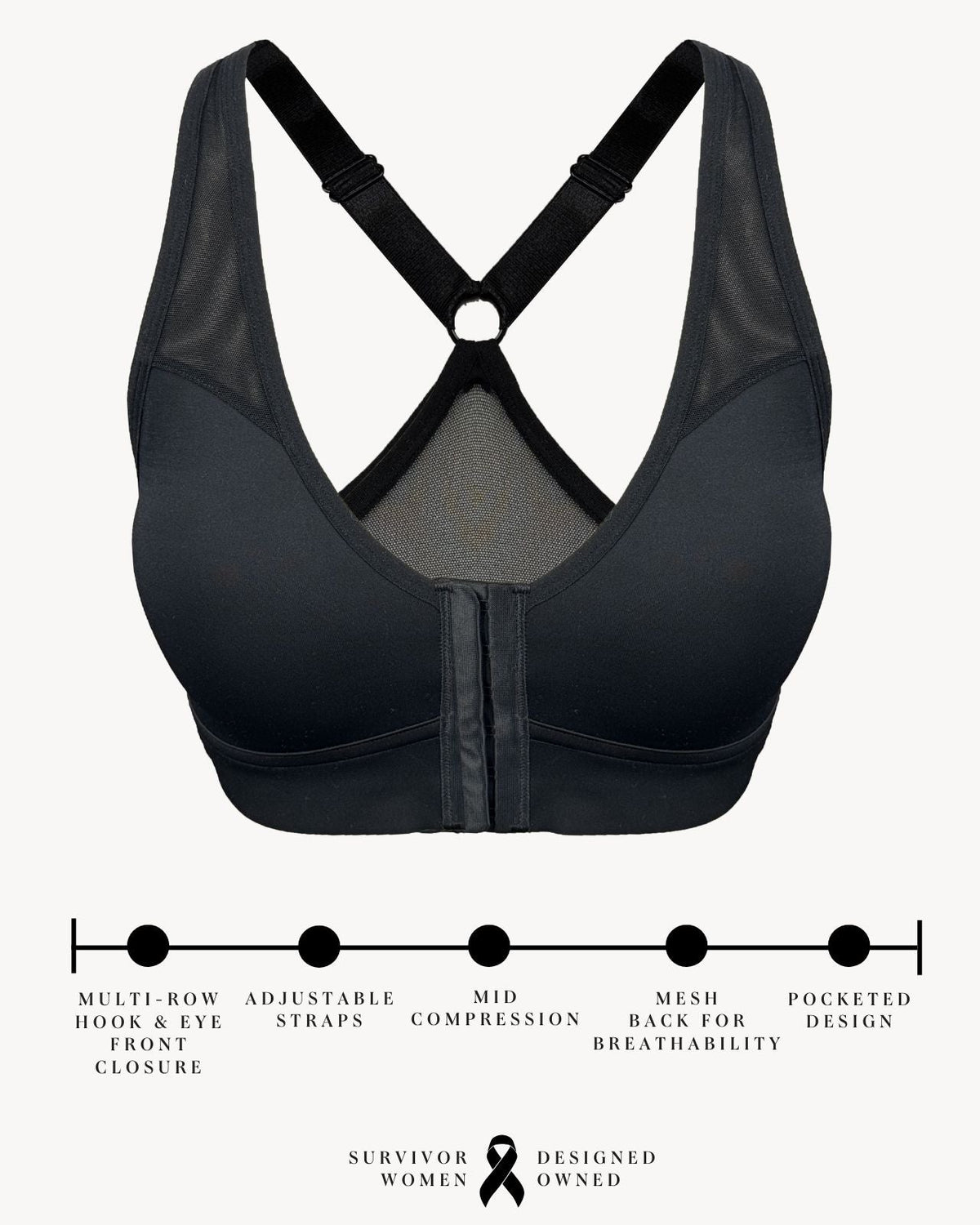 Bianca Pocketed Front Closure Sports Bra