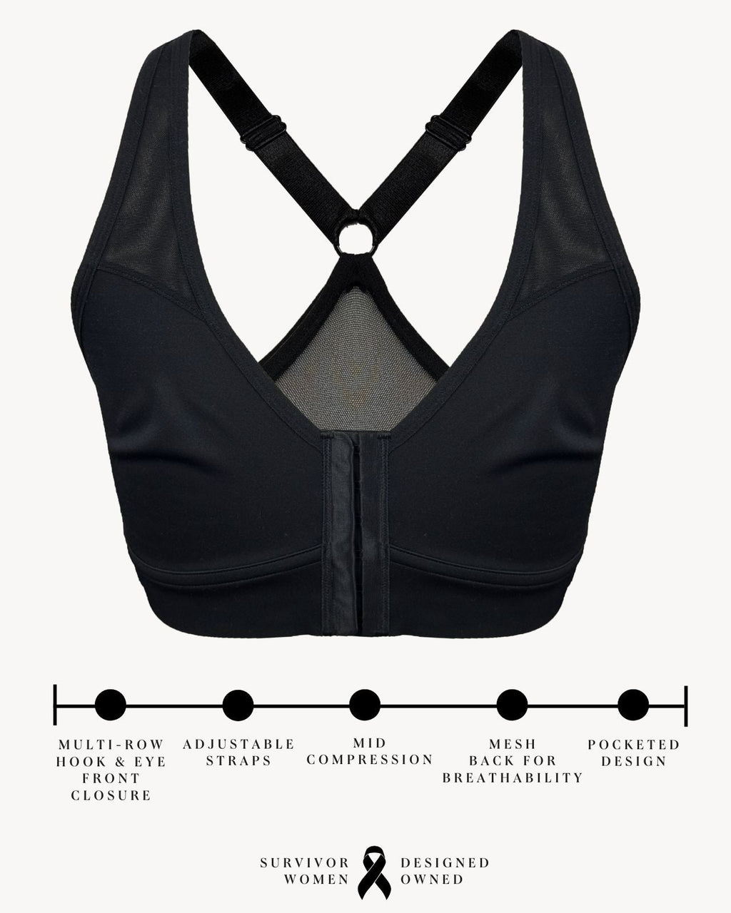 Bianca Pocketed Front Closure Sports Bra