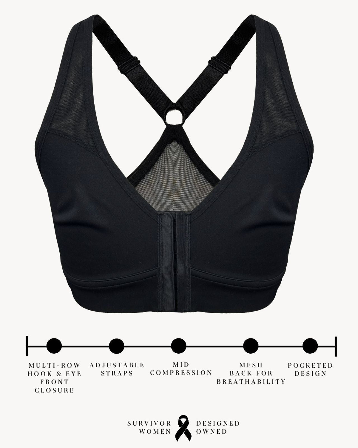 Bianca Pocketed Front Closure Sports Bra