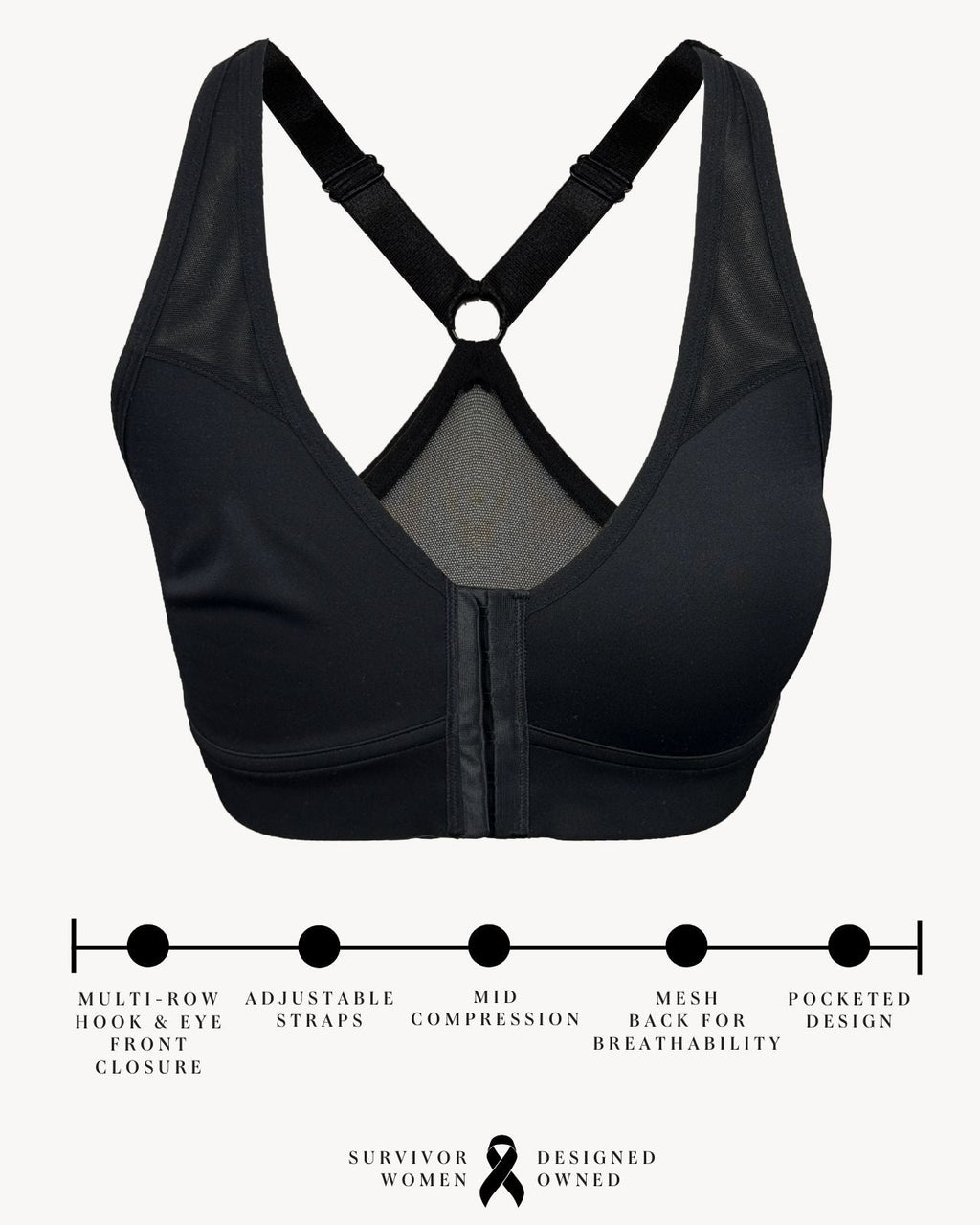 Bianca Pocketed Front Closure Sports Bra