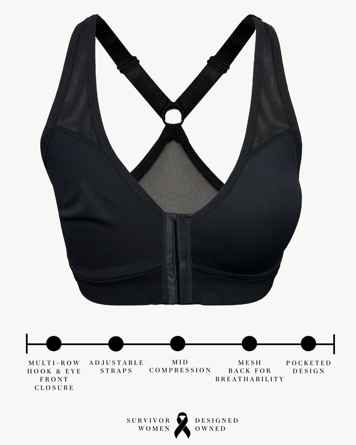 Bianca Pocketed Front Closure Sports Bra