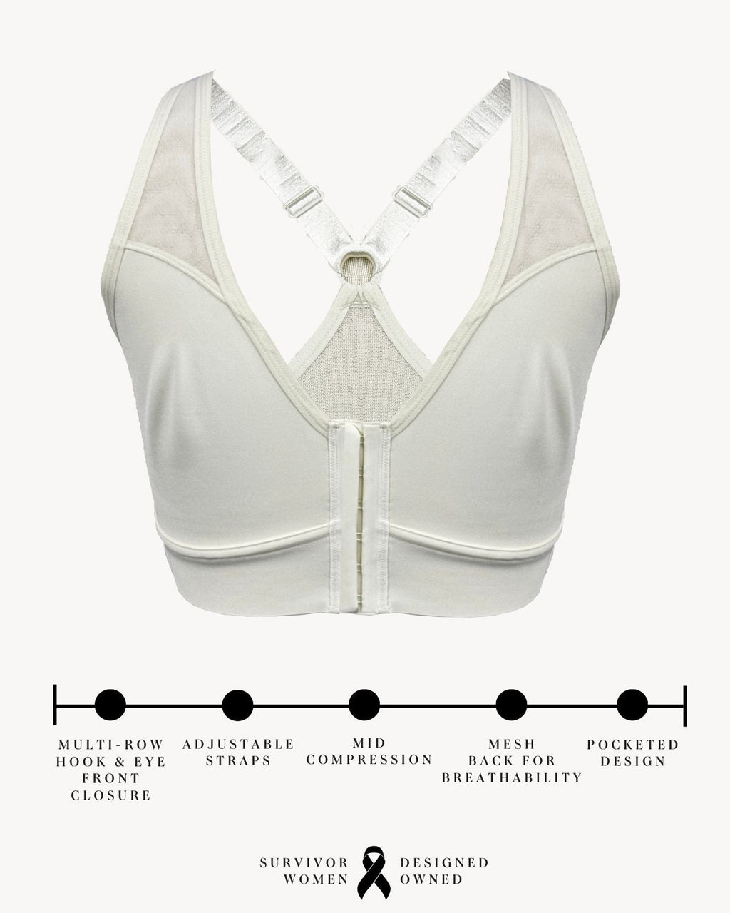 Bianca Pocketed Front Closure Sports Bra