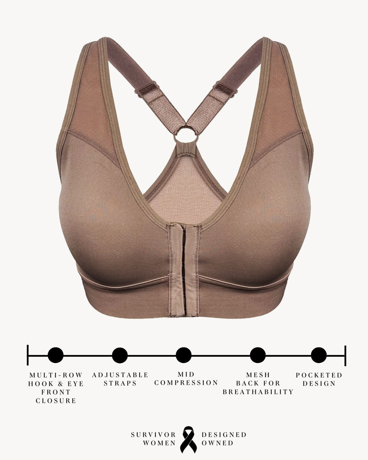 Bianca Pocketed Front Closure Sports Bra