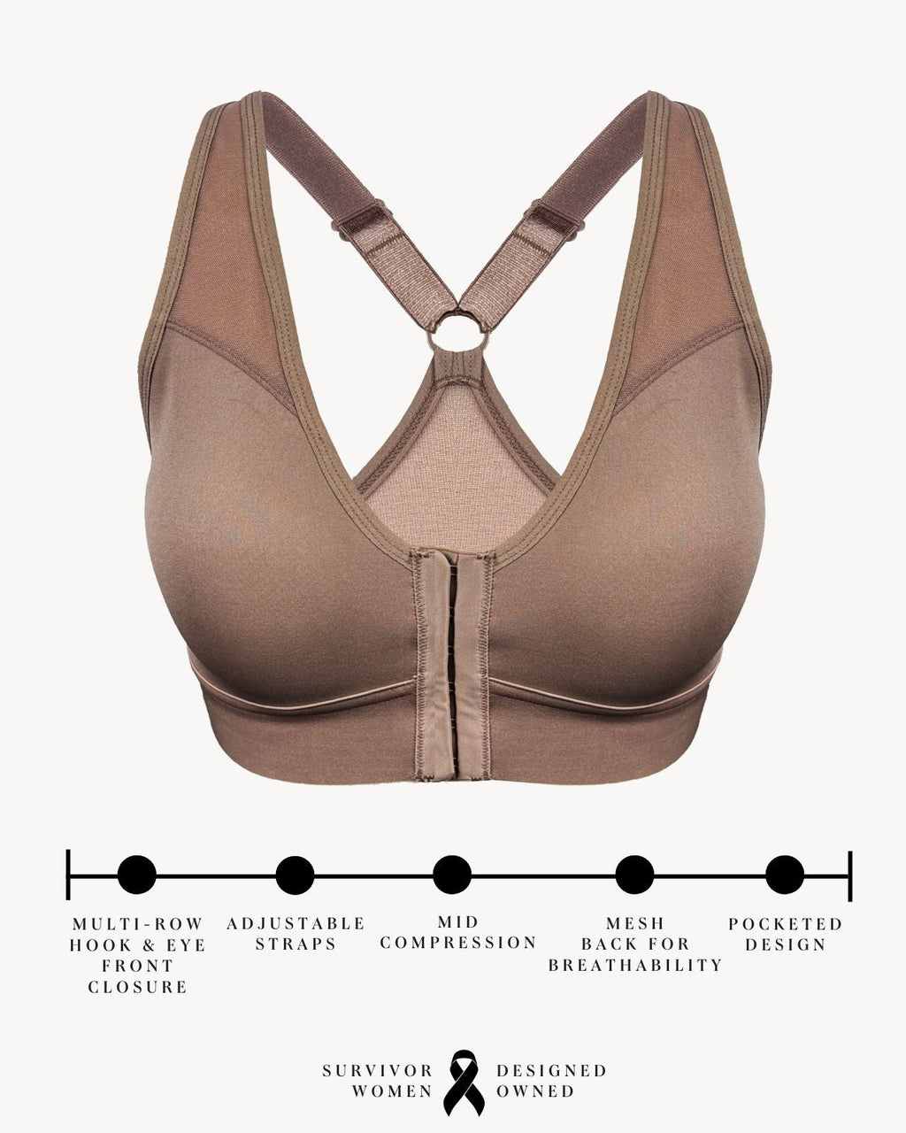 Bianca Pocketed Front Closure Sports Bra