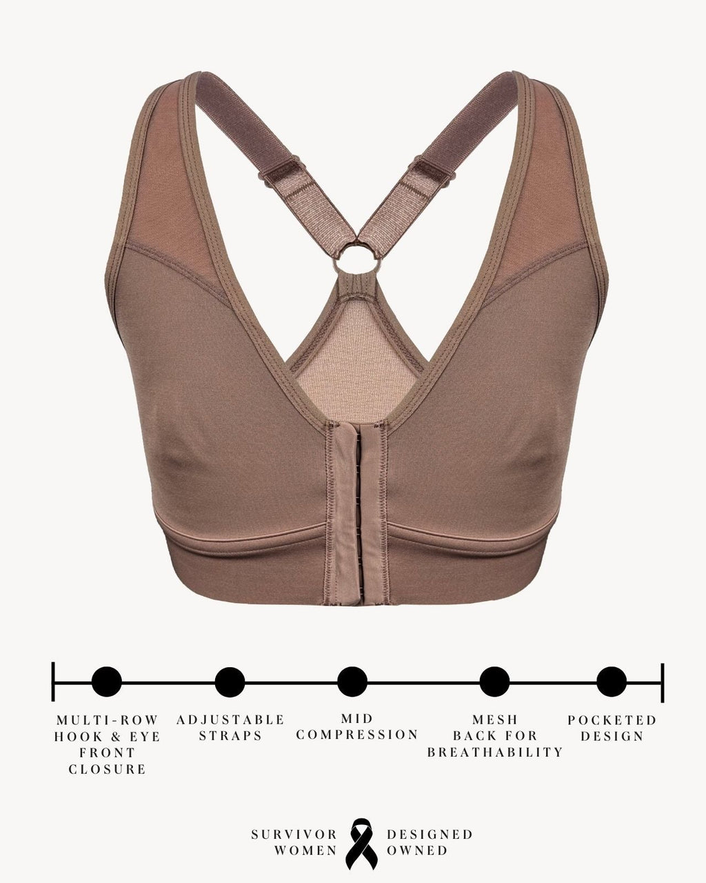 Bianca Pocketed Front Closure Sports Bra