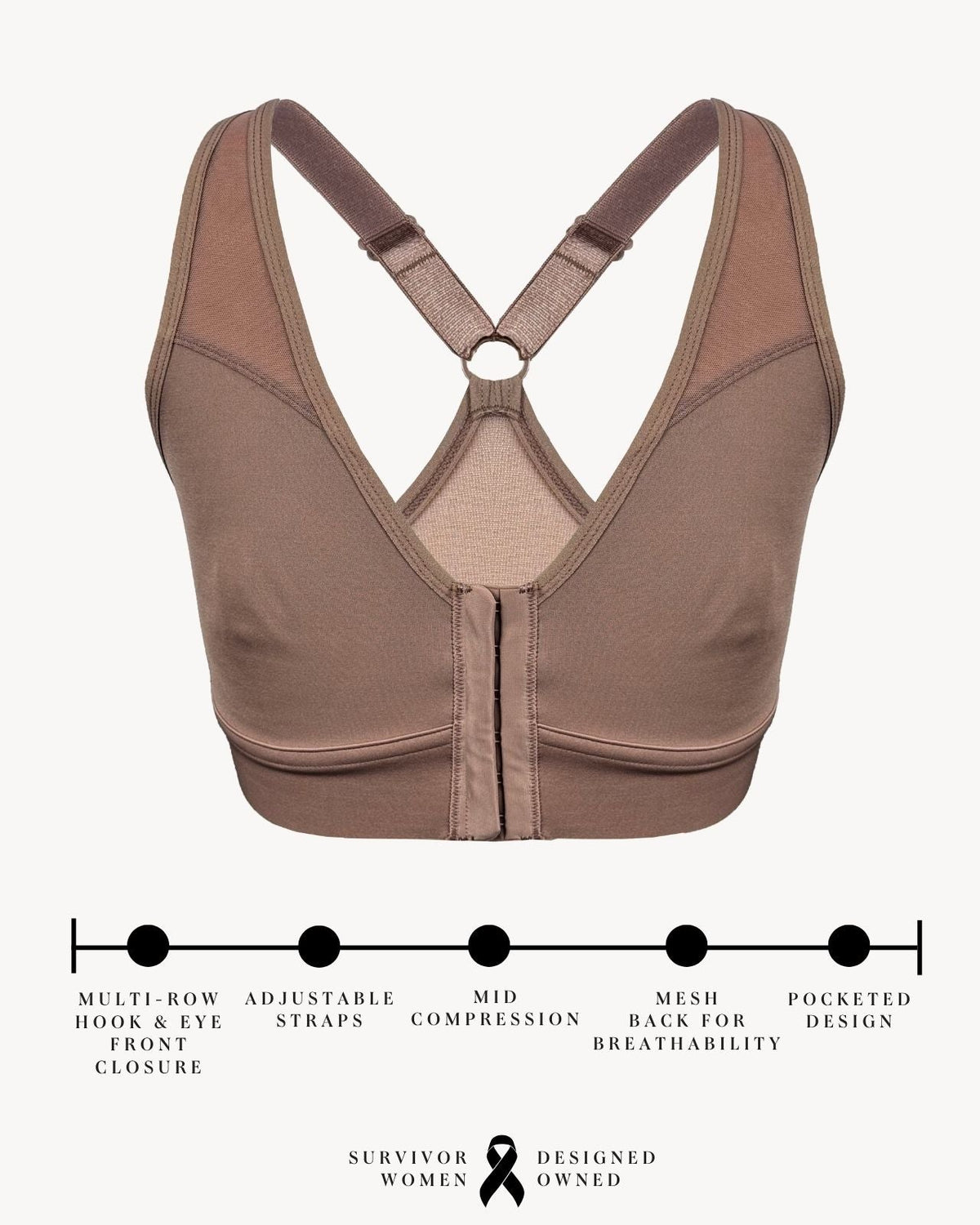 Bianca Pocketed Front Closure Sports Bra