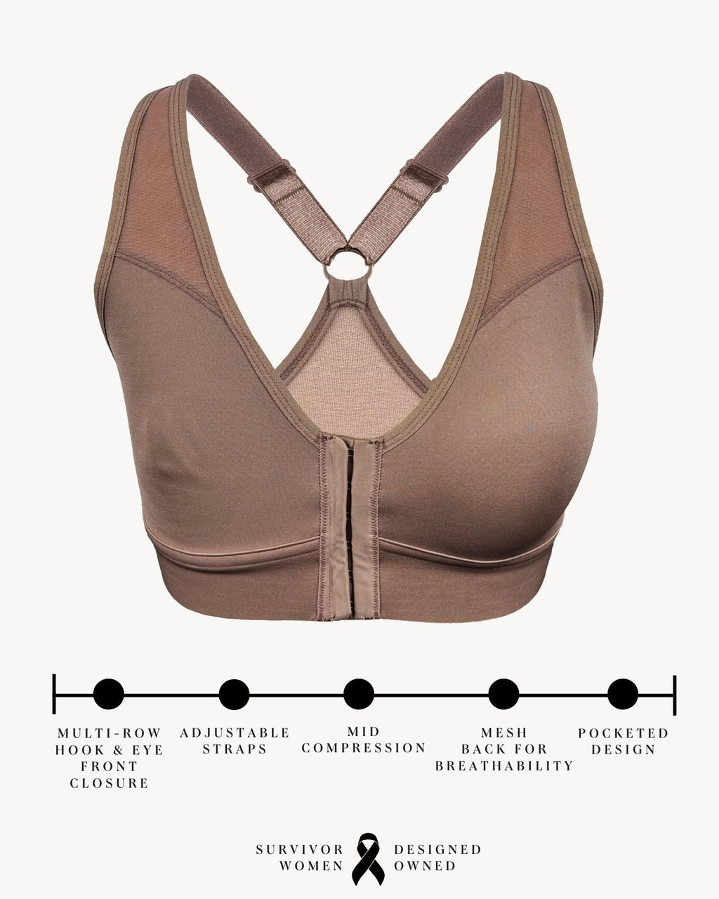Bianca Pocketed Front Closure Sports Bra