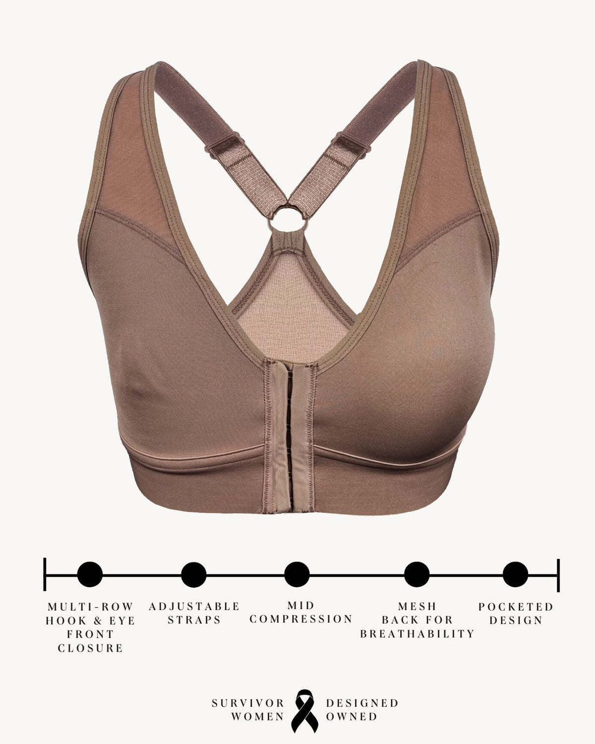 Bianca Pocketed Front Closure Sports Bra