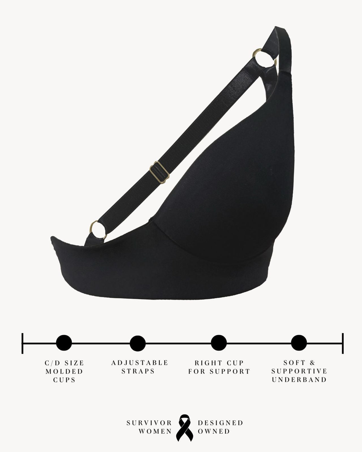 Rachel Unilateral Molded Left Cup Sling Bra