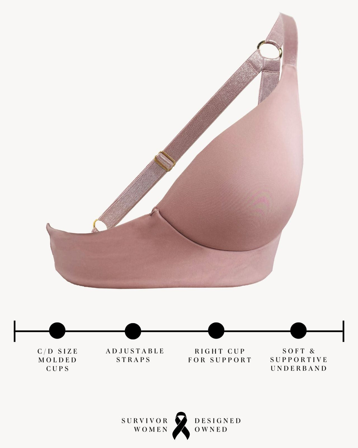 Rachel Unilateral Molded Left Cup Sling Bra
