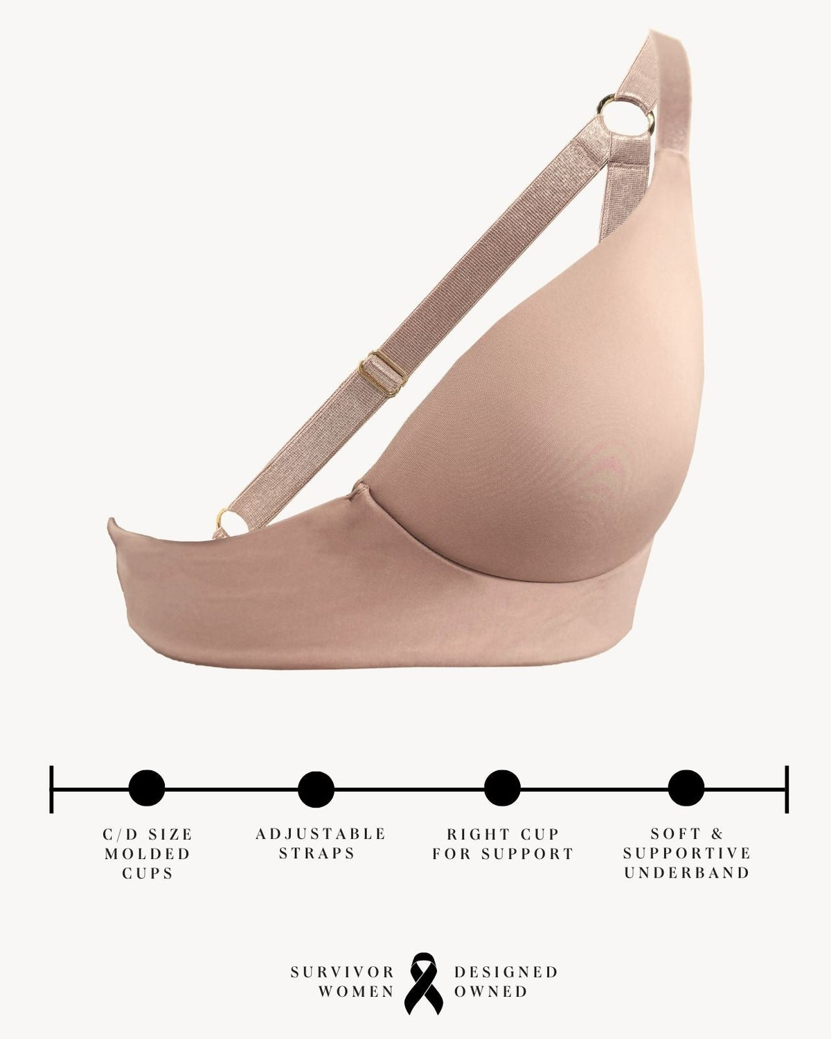 Rachel Unilateral Molded Left Cup Sling Bra