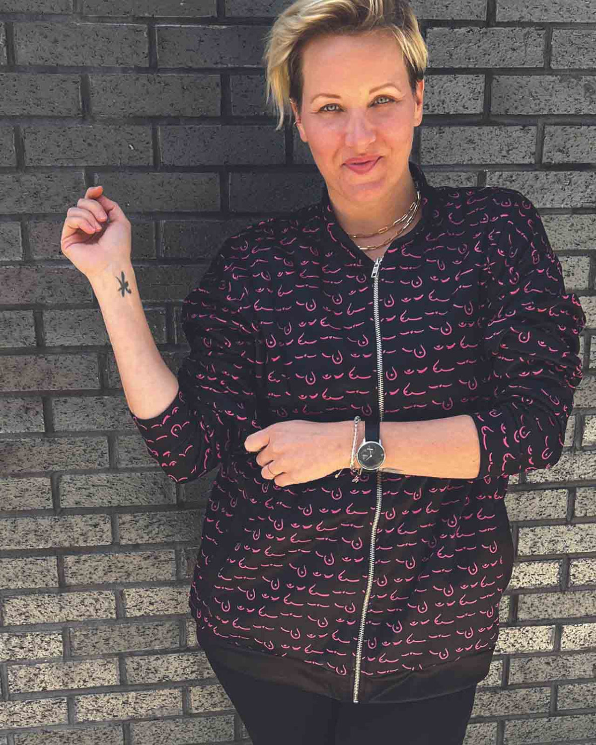 F(oo)B Breast Cancer Bomber Jacket