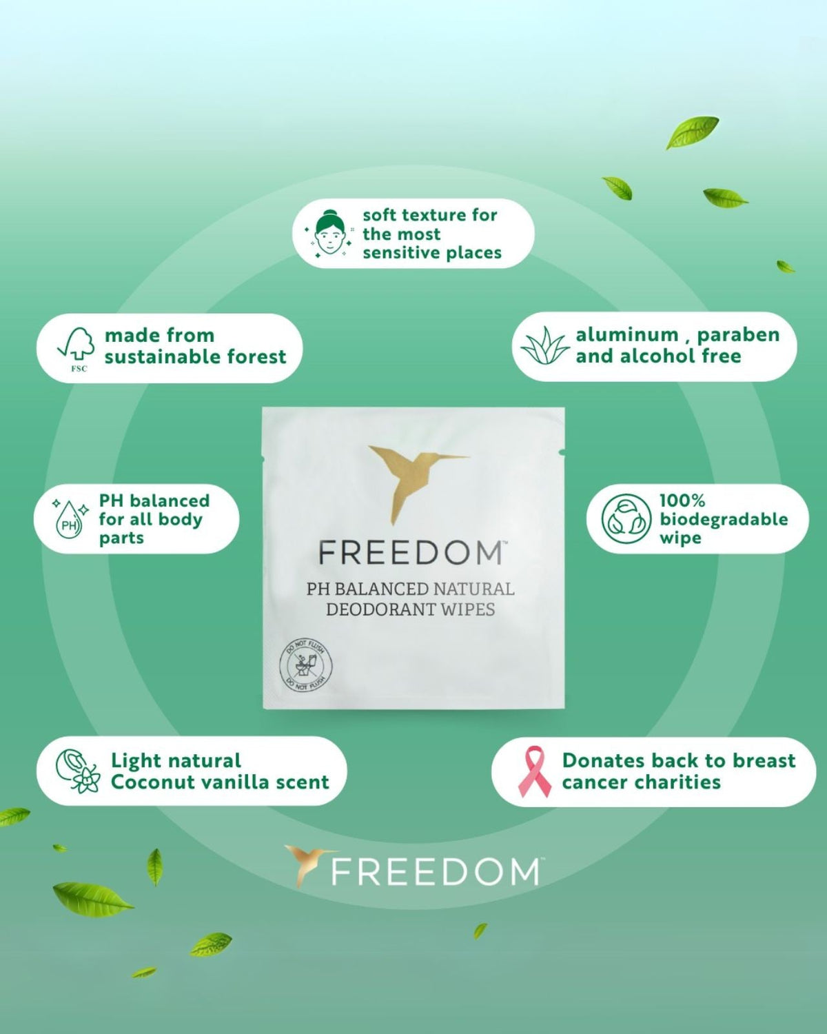 Freedom Whole Body Deodorant Wipes