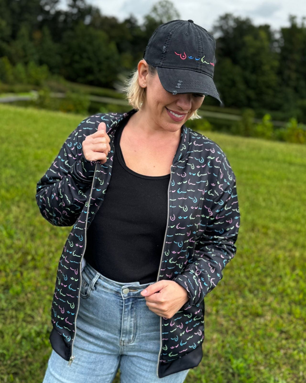 F(oo)B Breast Cancer Bomber Jacket